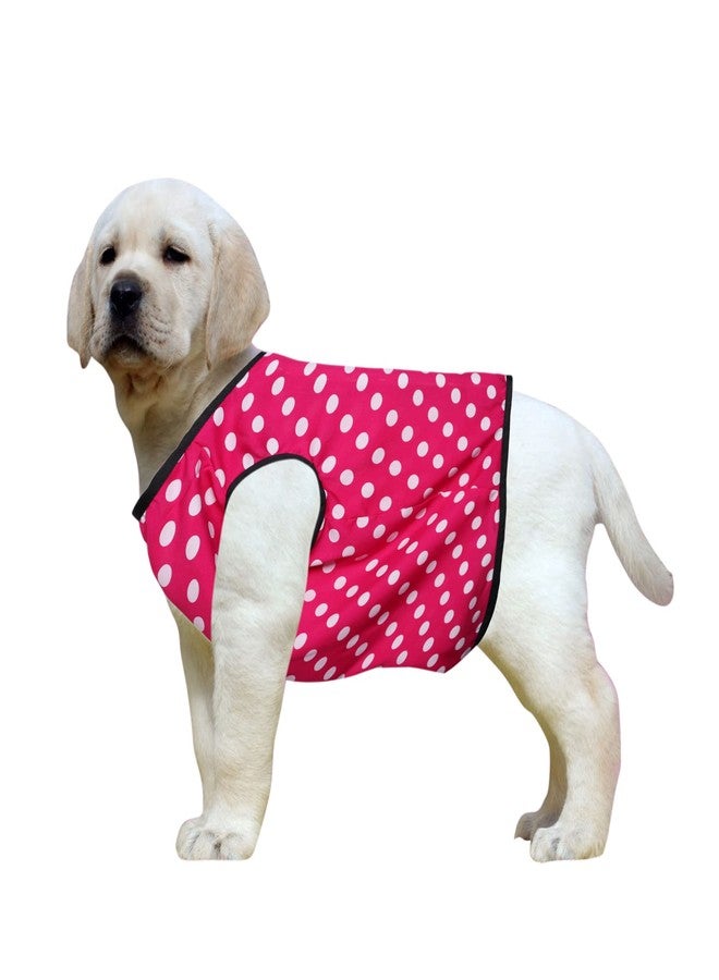 Western Era Funky Soft Cotton Dog T-Shirt | Comfortable & Breathable Dog Clothing | Sleeveless Vest Puppy Outfit |(Polka Pink) (Small) (14inches) - Image 1